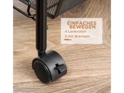 HOMCOM Servierwagen<Servierwagen mit Haken Stahl Schwarz 45L x 26,5B x 106H cm