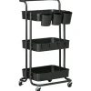 HOMCOM Servierwagen<Servierwagen mit Haken Stahl ABS Schwarz 42L x 38B x 86,5H cm