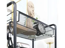HOMCOM Servierwagen mit Haken Stahl Schwarz 45L x 26,5B x 84H cm< Servierwagen|Küchenregale