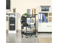 HOMCOM Servierwagen Stahl Kunststoff 51,5L x 32B x 75,6H cm Schwarz< Servierwagen