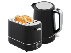 HOMCOM Kaffeemaschinen|Haushaltsgeräte<Wasserkocher Toaster Set Kunststoff Schwarz 21,2L x 16B x 24,3H cm