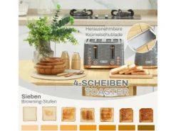 New HOMCOM Wasserkocher und Toaster Set Stahl Grau 24,1L x 19,5B x 23,2H cm