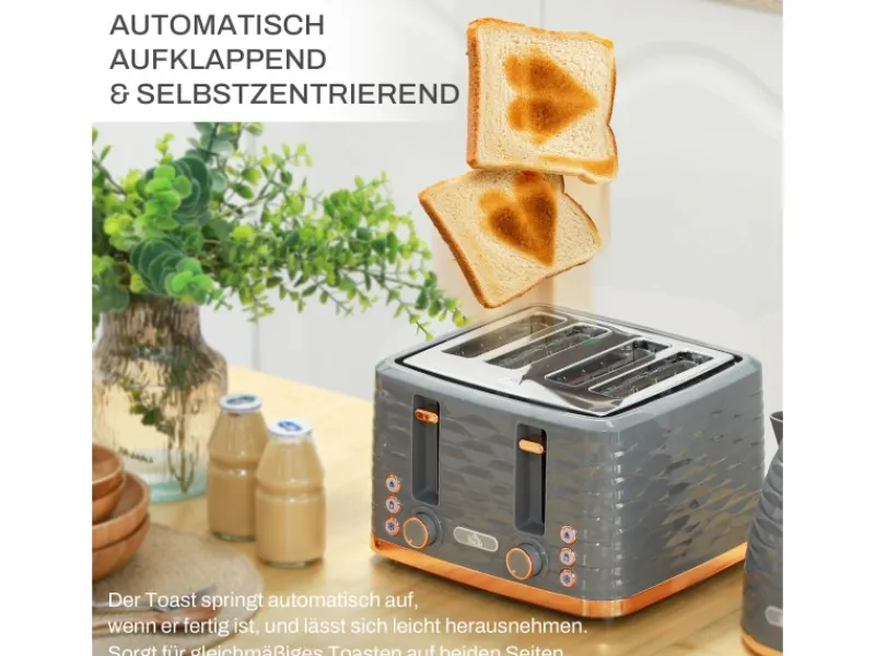 New HOMCOM Wasserkocher und Toaster Set Stahl Grau 24,1L x 19,5B x 23,2H cm
