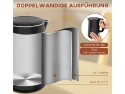 HOMCOM Wasserkocher-Toaster-Set Kunststoff Edelstahl 21,5L x 15,5B x 25,1H cm< Haushaltsgeräte