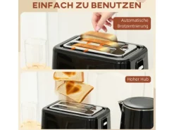 HOMCOM Wasserkocher-Toaster-Set Kunststoff Edelstahl 21,5L x 15,5B x 25,1H cm< Haushaltsgeräte
