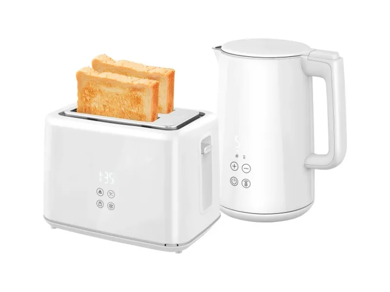 HOMCOM Haushaltsgeräte<Wasserkocher-Toaster-Set Kunststoff Edelstahl 21,5L x 15,5B x 25,1H cm