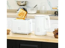 HOMCOM Haushaltsgeräte<Wasserkocher-Toaster-Set Kunststoff Edelstahl 21,5L x 15,5B x 25,1H cm