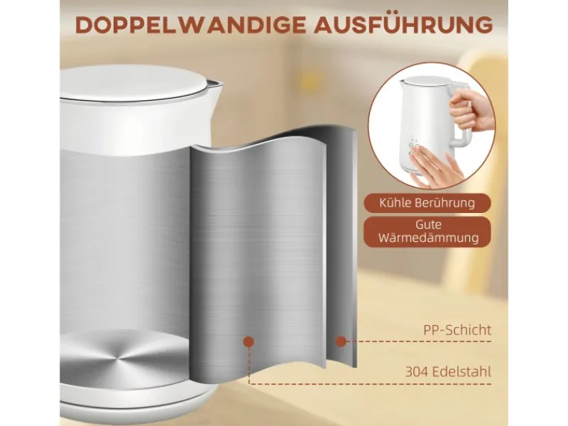 HOMCOM Haushaltsgeräte<Wasserkocher-Toaster-Set Kunststoff Edelstahl 21,5L x 15,5B x 25,1H cm