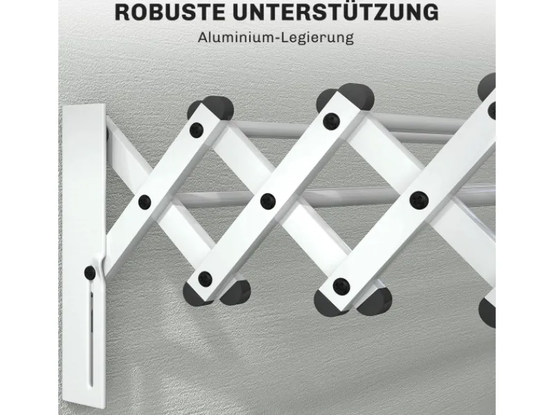 Best HOMCOM Wäscheständer Wand Ausziehbar Wäschetrockner 86 x 61 x 22 cm Silber