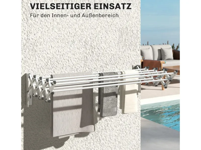 Best HOMCOM Wäscheständer Wand Ausziehbar Wäschetrockner 86 x 61 x 22 cm Silber