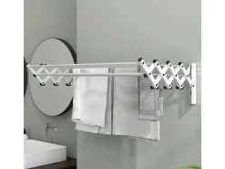 Best HOMCOM Wäscheständer Wand Ausziehbar Wäschetrockner 86 x 61 x 22 cm Silber