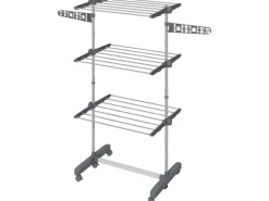 HOMCOM Wäschetrockner mit Rollen 3 Ebenen Klappbar Stahl Grau 142 x 55 x 152 cm< Wäschetrockner