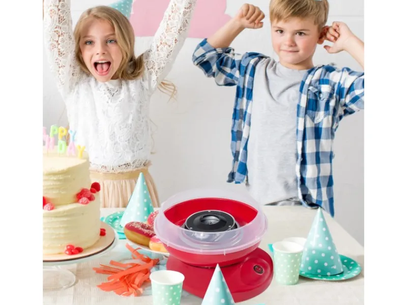 HOMCOM Zuckerwattemaschine Einfach zu Bedienendes Zuckerwattegerät PP Rot< Haushaltsgeräte