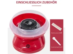 HOMCOM Zuckerwattemaschine Einfach zu Bedienendes Zuckerwattegerät PP Rot< Haushaltsgeräte