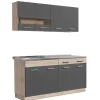 Online Homestyle4u Küchenzeile 160 cm Eiche Grau