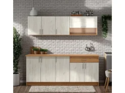 Homestyle4u Miniküchen|Küchenregale<Küchenzeile ohne Geräte 200 cm Eiche