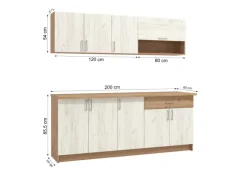 Homestyle4u Miniküchen|Küchenregale<Küchenzeile ohne Geräte 200 cm Eiche