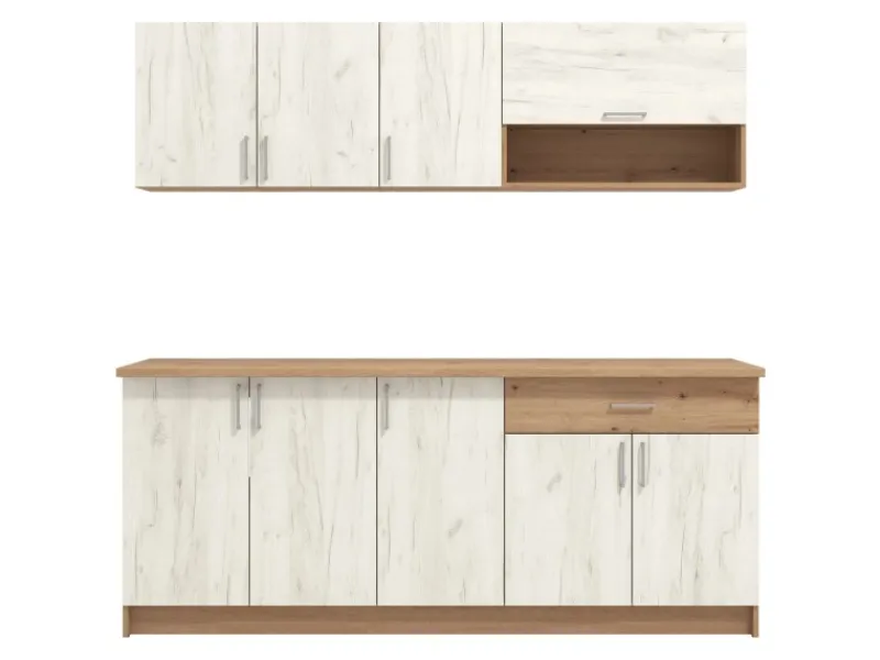 Homestyle4u Miniküchen|Küchenregale<Küchenzeile ohne Geräte 200 cm Eiche