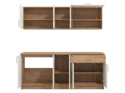 Homestyle4u Miniküchen|Küchenregale<Küchenzeile ohne Geräte 200 cm Eiche