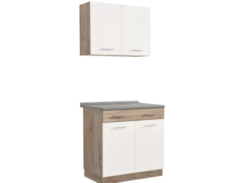 Homestyle4u Küchenzeile 80x207x60 in Weiß 2360< Single-Küchen|Miniküchen