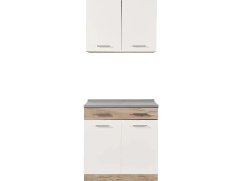 Homestyle4u Küchenzeile 80x207x60 in Weiß 2360< Single-Küchen|Miniküchen