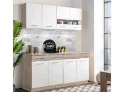 Homestyle4u Küchenzeile 80x207x60 in Weiß 2360< Single-Küchen|Miniküchen