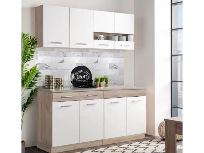 Homestyle4u Küchenzeile 80x207x60 in Weiß 2360< Single-Küchen|Miniküchen