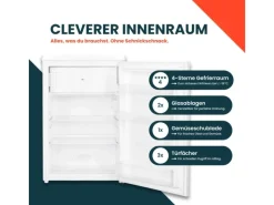 Discount homeX Kühlschrank mit Gefrierfach Klein Mini Kühl-Gefrierkombination 109 Liter Freistehend 4-Sterne Gefrieren Weiß