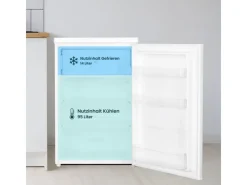 Discount homeX Kühlschrank mit Gefrierfach Klein Mini Kühl-Gefrierkombination 109 Liter Freistehend 4-Sterne Gefrieren Weiß