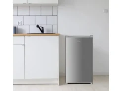 Outlet homeX Kühlschrank ohne Gefrierfach Vollraumkühlschrank Klein 88L Nutzinhalt Tischkühlschrank Freistehend Silber