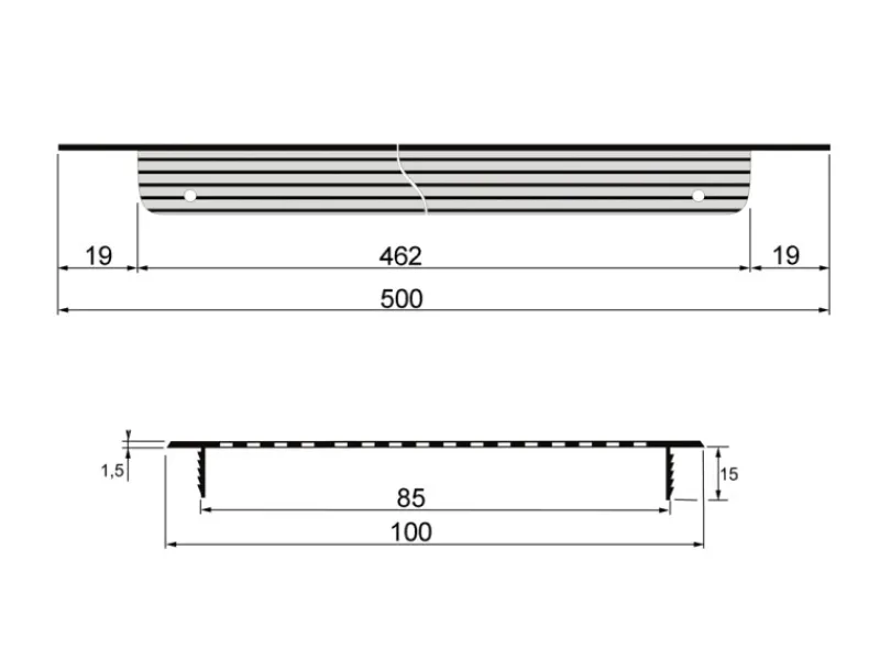 Häusler Herde<Lüftungsgitter LG-5010 W Steggitter Weiß PVD 500 x 100mm Zuluft Abluft Türgitter
