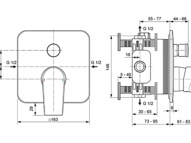 Ideal Standard Einhebelmischer<Badearmatur Edge Unterputz Chrom