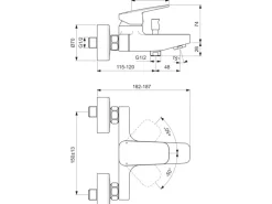 Ideal Standard Badearmatur Ceraplan Chrom Aufputz< Einhebelmischer