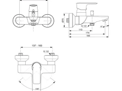 Ideal Standard Badearmatur Connect Air Aufputz Magnetic Grey< Einhebelmischer