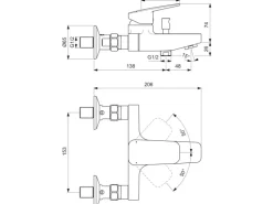 Ideal Standard Einhebelmischer<Badearmatur Ceraplan Chrom Aufputz Schweizer Ausführung