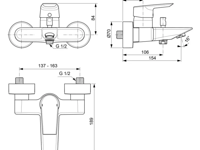 Ideal Standard Einhebelmischer<Badearmatur Tesi Aufputz Chrom