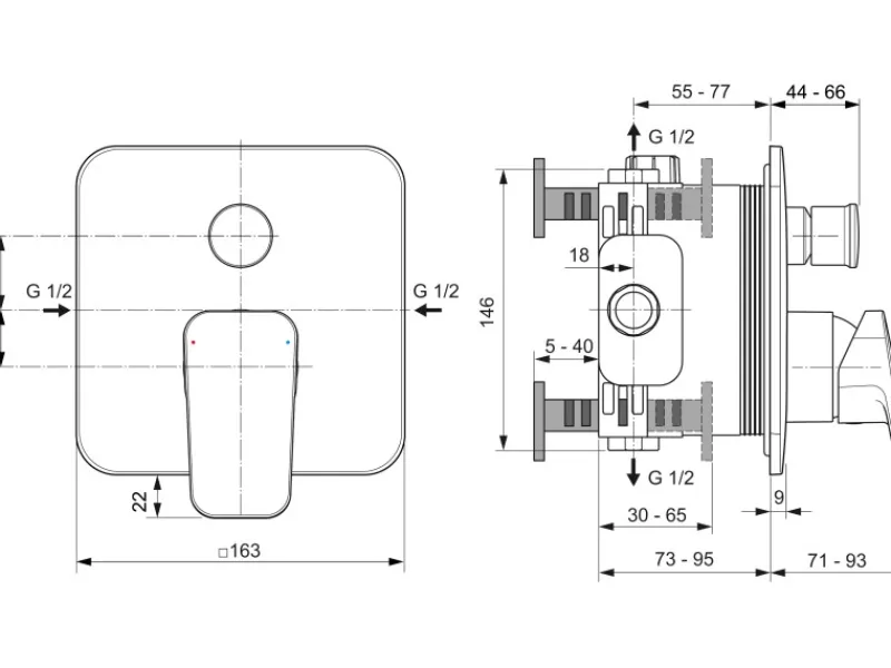 Ideal Standard Badearmatur Ceraplan Chrom Aufputz DVGW< Einhebelmischer