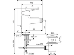 New Ideal Standard Bidetarmatur Ceraplan Chrom