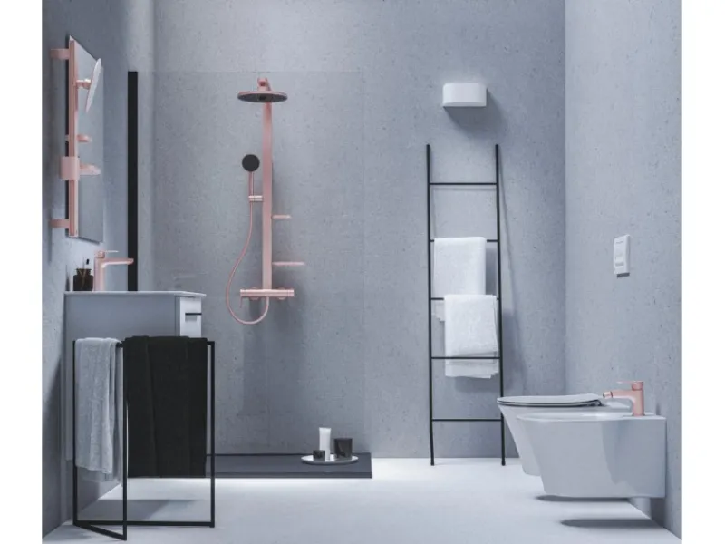 Ideal Standard Einhebelmischer<Duschsystem Einhebel-Armatur mit Regen- und Handbrause Rosé