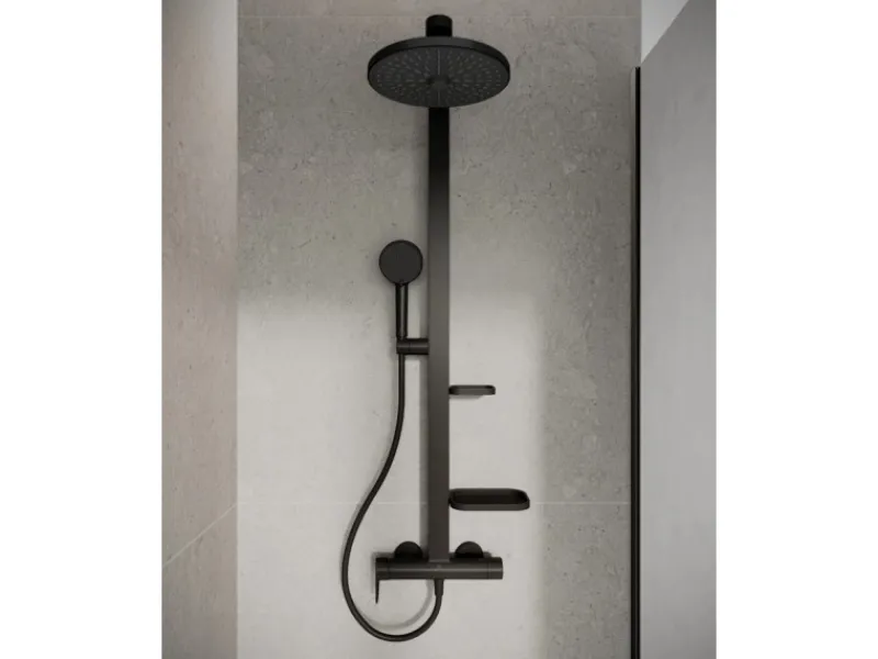 Ideal Standard Einhebelmischer<Duschsystem Einhebel-Armatur mit 2 Brausen Schwarz Matt