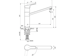 Ideal Standard Küchenarmatur Cerafit Niederdruck BlueStart hoher Auslauf Chrom< Einhebelmischer