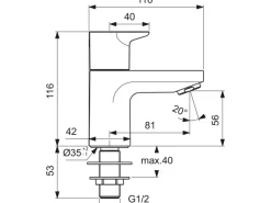 Ideal Standard Standventil Ceraplan Schwarz matt< Einhebelmischer