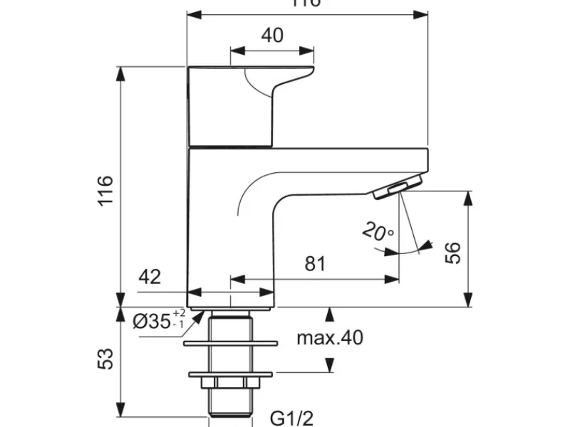 Ideal Standard Standventil Ceraplan Schwarz matt< Einhebelmischer