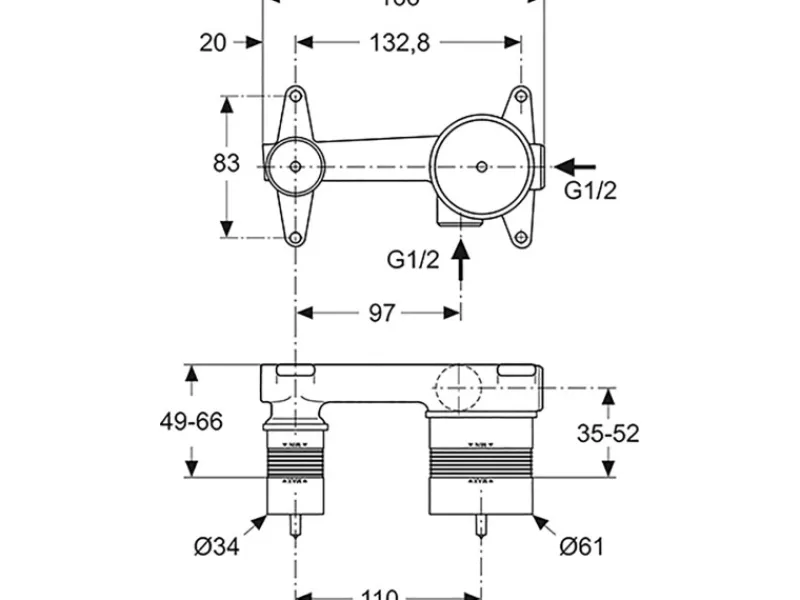 Ideal Standard Zubehör Für Küchenarmatur|Ersatzteile Küchenarmatur<Unterputz-Bausatz 1 für Einhebel-Wand-Waschtischarmatur