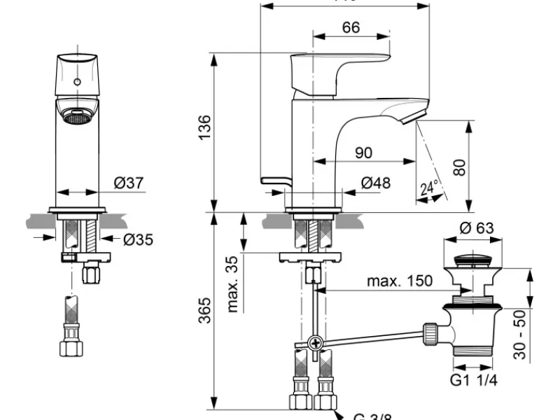 Sale Ideal Standard Waschtischarmatur Connect Air Piccolo Chrom