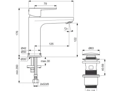 Ideal Standard Einhebelmischer<Waschtischarmatur Push-Open Ausladung 125 mm