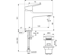 Ideal Standard Waschtischarmatur Chrom mit PushOpen-Ventil Ceraplan H90< Einhebelmischer