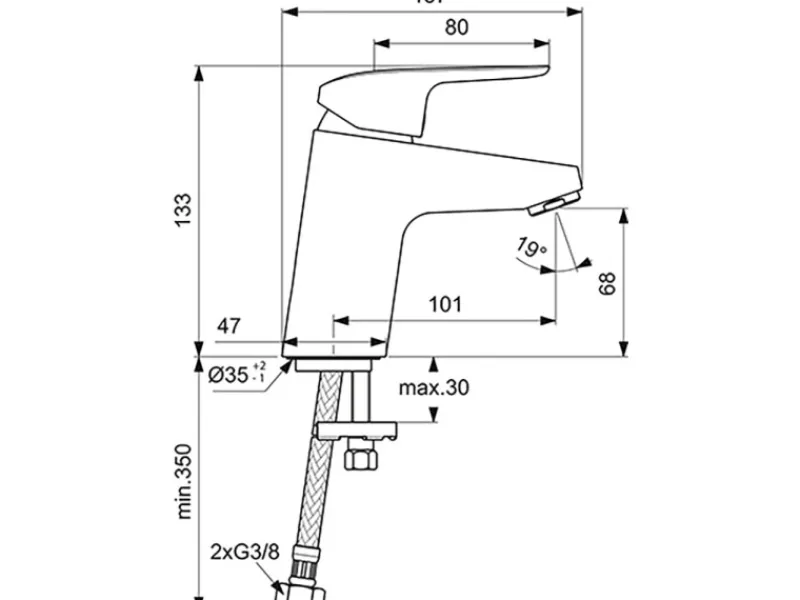 Ideal Standard Einhebelmischer<Waschtischarmatur Ceraflex ohne Ablaufgarnitur Chrom