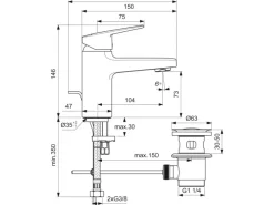 Ideal Standard Waschtischarmatur Ceraplan Chrom H75 Idealfix-Befestigung< Einhebelmischer