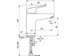 Ideal Standard Einhebelmischer<Waschtischarmatur Ceraflex ohne Ablaufgarnitur Grande Chrom